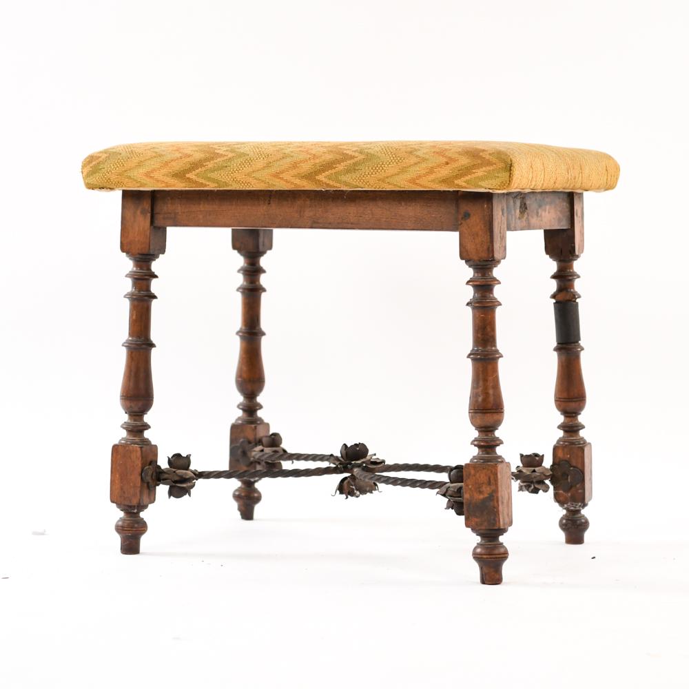 17TH C ITALIAN WALNUT AND WROUGHT IRON STOOL (1 of 19)