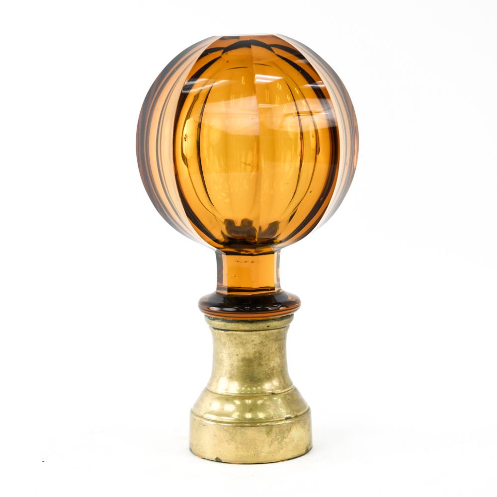 ENGLISH AMBER GLASS NEWEL POST FINIAL (1 of 8)