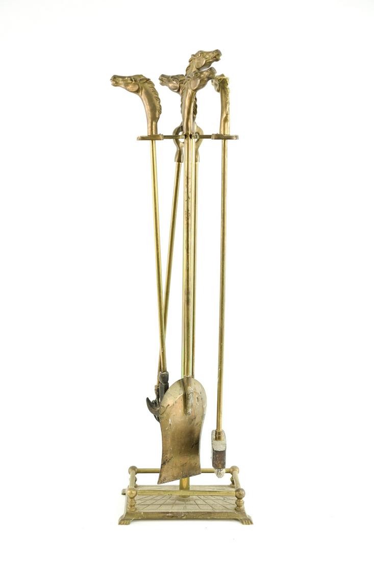 BRASS HORSE HEAD FIRE TOOLS (1 of 12)