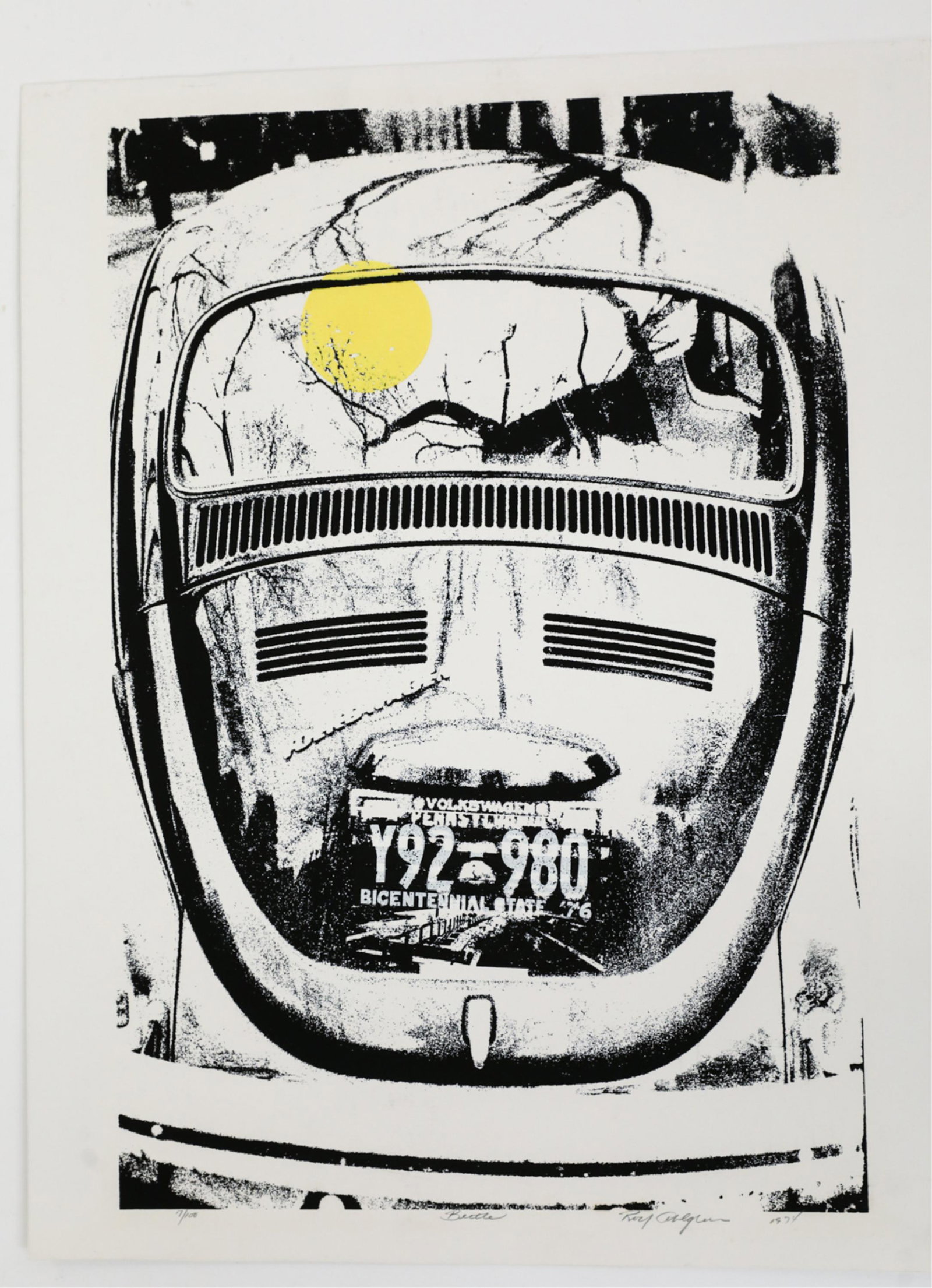 ROY AHLGREN (AMERICAN, 1927-2011): Silkscreen, "BEETLE" 1974, 7/100, pencil signed. Dimensions: Paper: H 26" x W 20" Condition: A few marks in the margins, tape upper edge verso with faint staining coming to front.