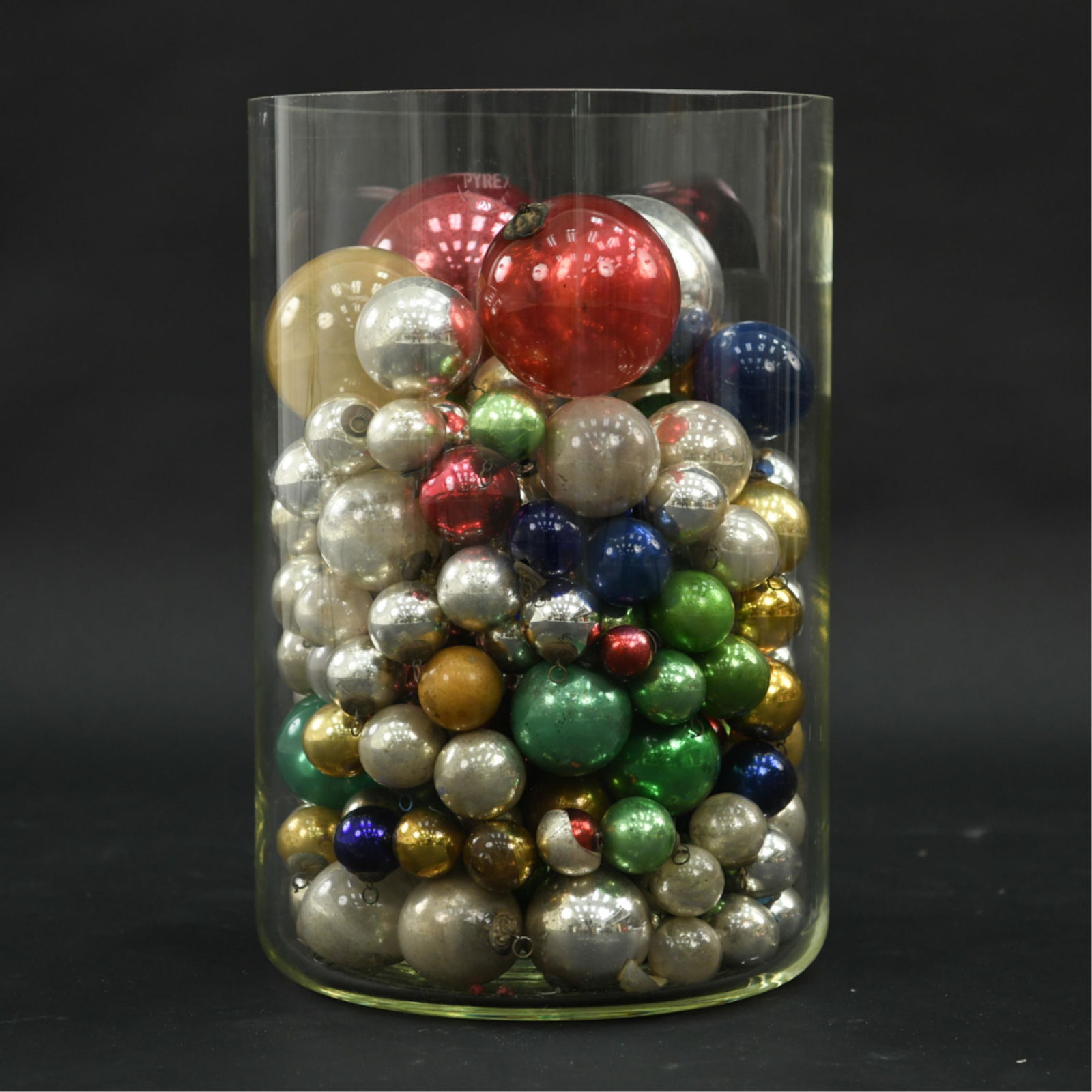 GROUPING OF GERMAN KUGELS IN PYREX GLASS CYLINDER (1 of 6)