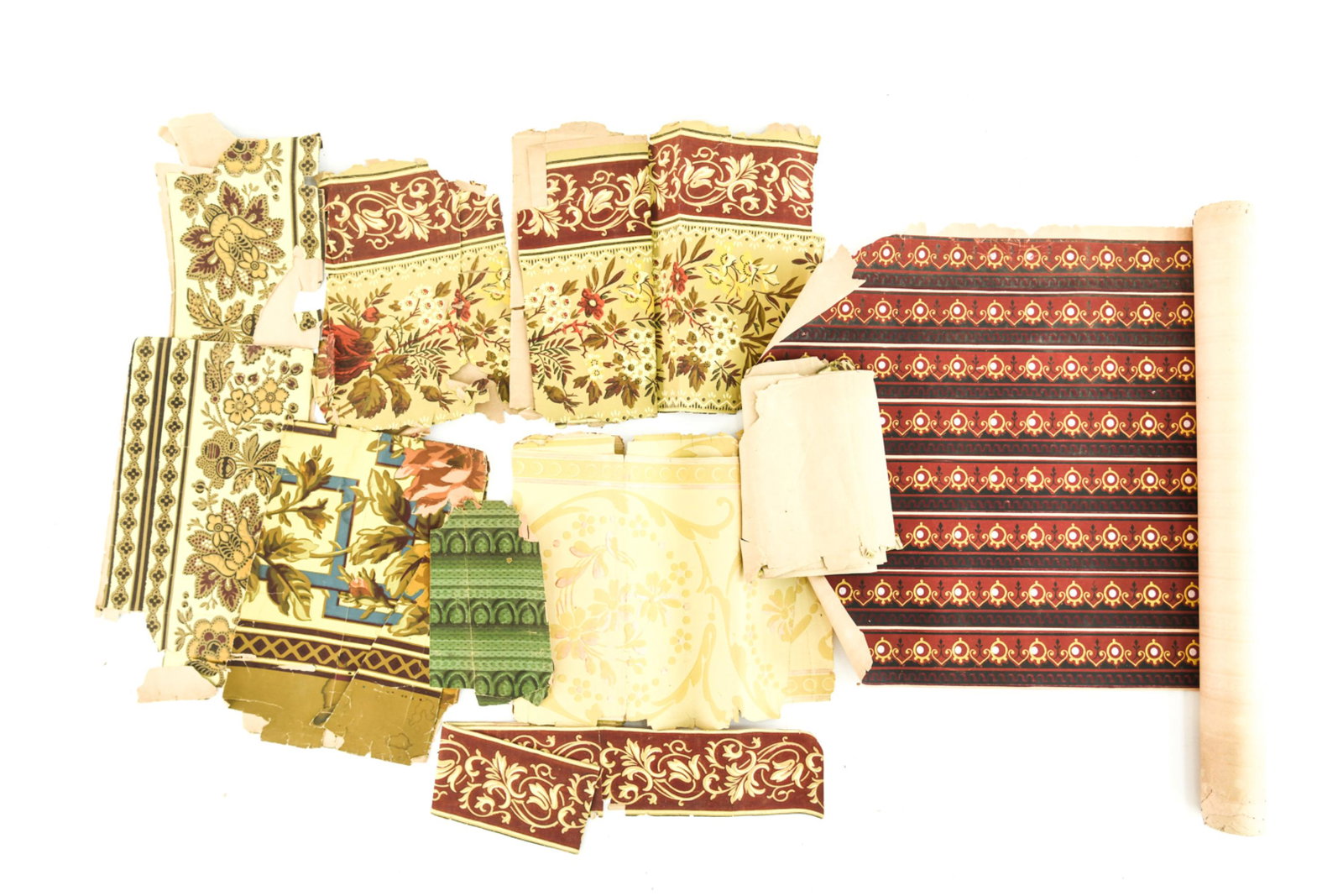 ROLL 19TH C. BLOCK PRINTED WALLPAPER ETC. (1 of 8)