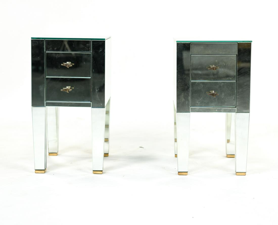 (2) LORIN MARSH DIMINUTIVE MIRRORED SIDE TABLES (1 of 12)
