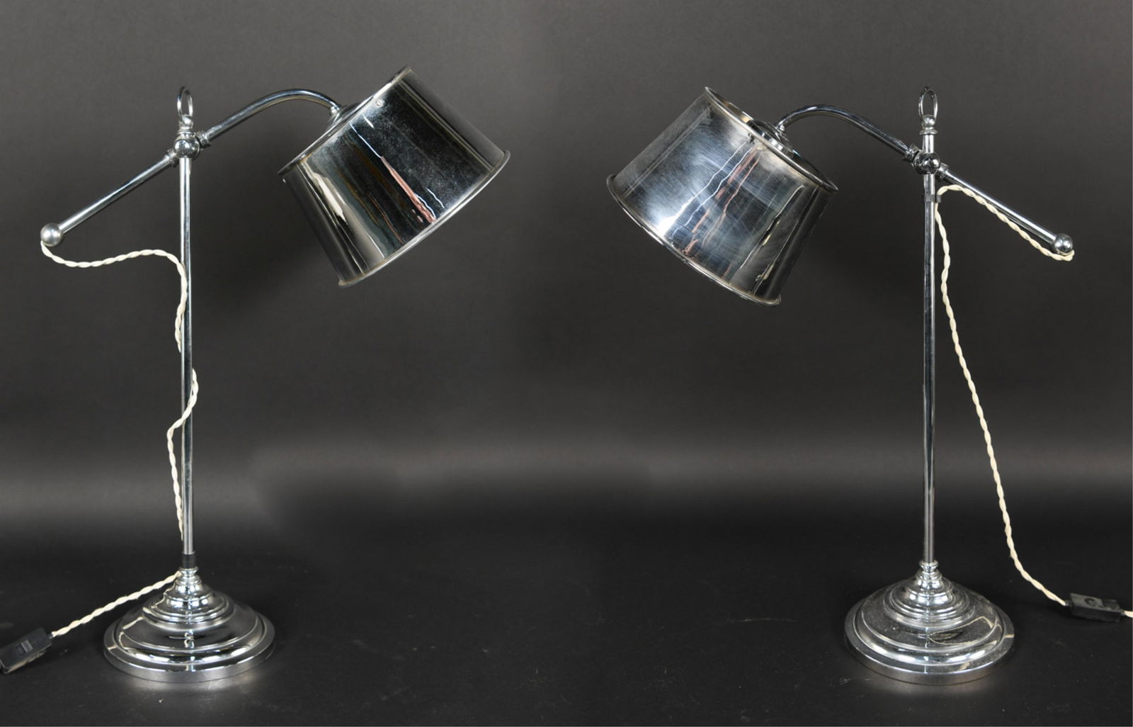 (2) NICKEL BRASS DESK LAMPS (1 of 16)