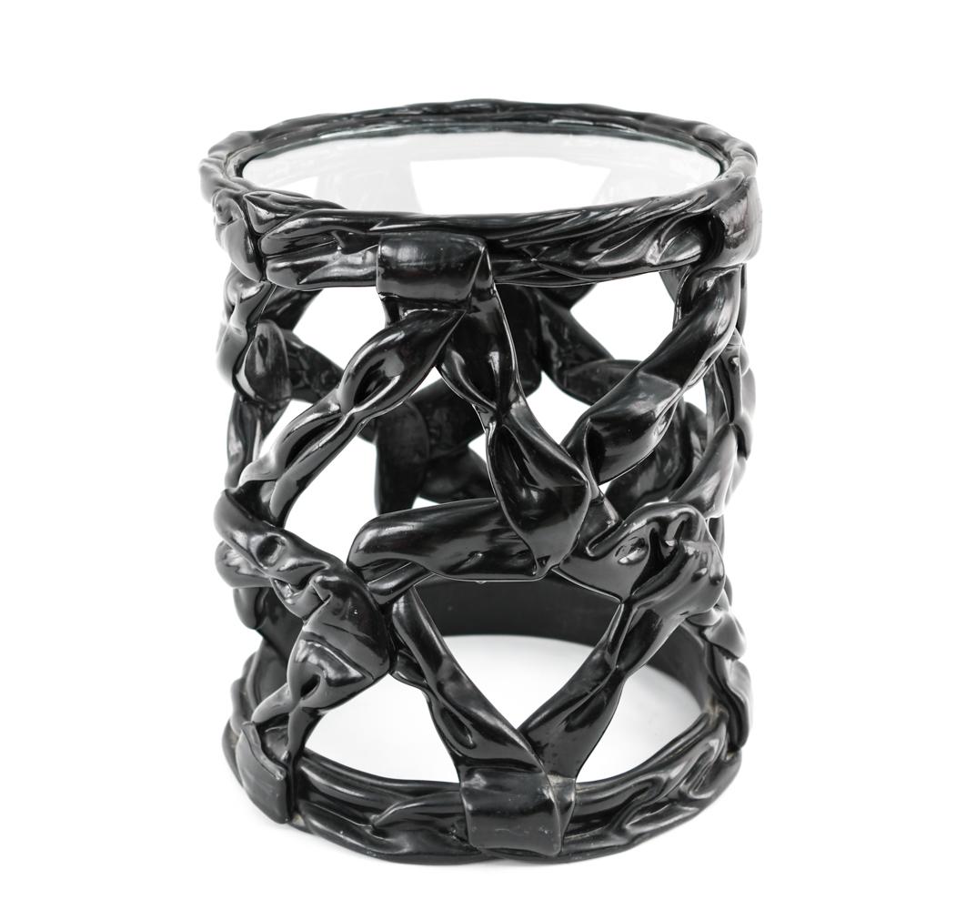 BLACK RESIN TABLE MANNER OF TONY DUQUETTE (1 of 7)