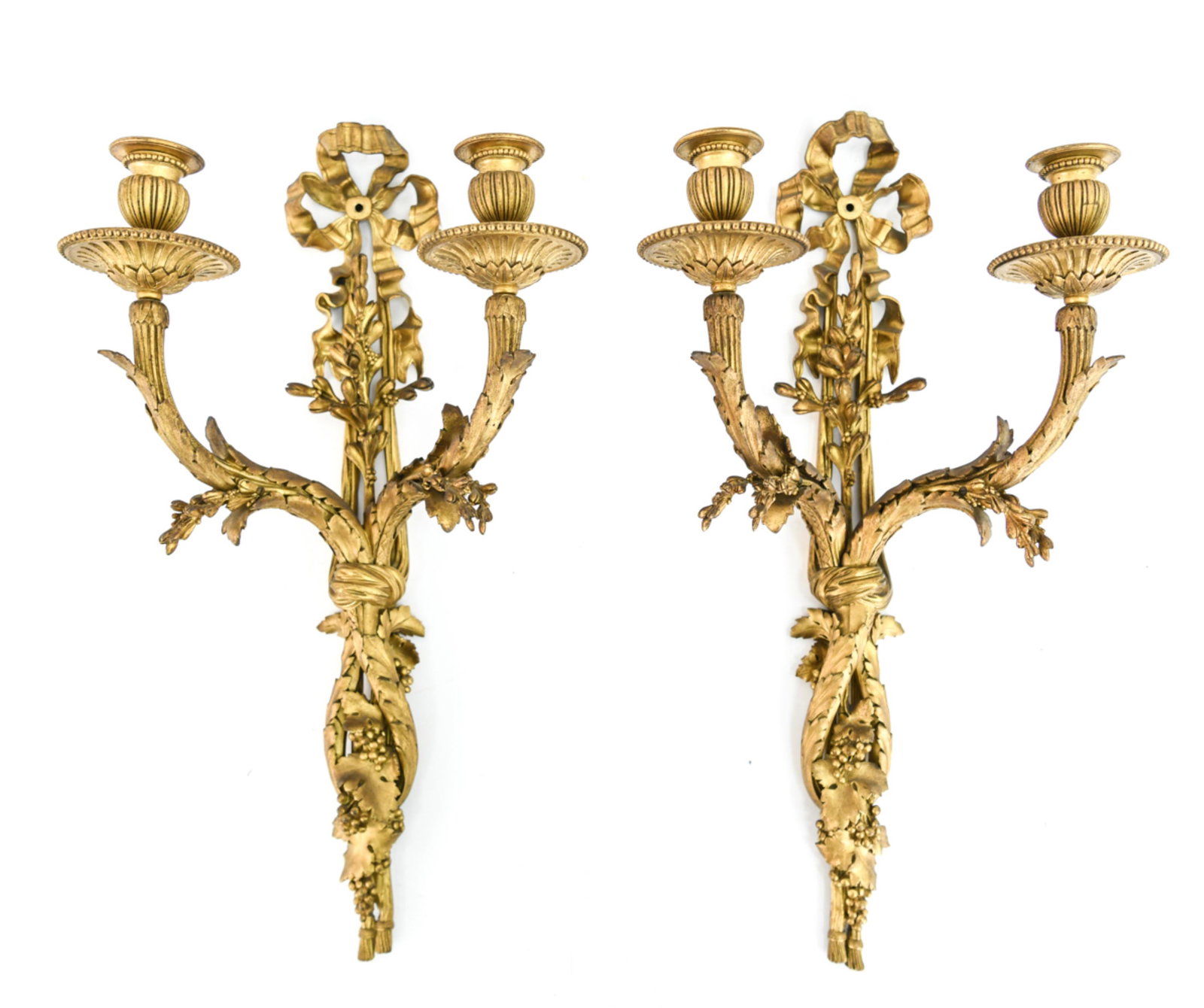 PAIR OF ANTIQUE GILT BRONZE CANDLEABRAS (1 of 16)