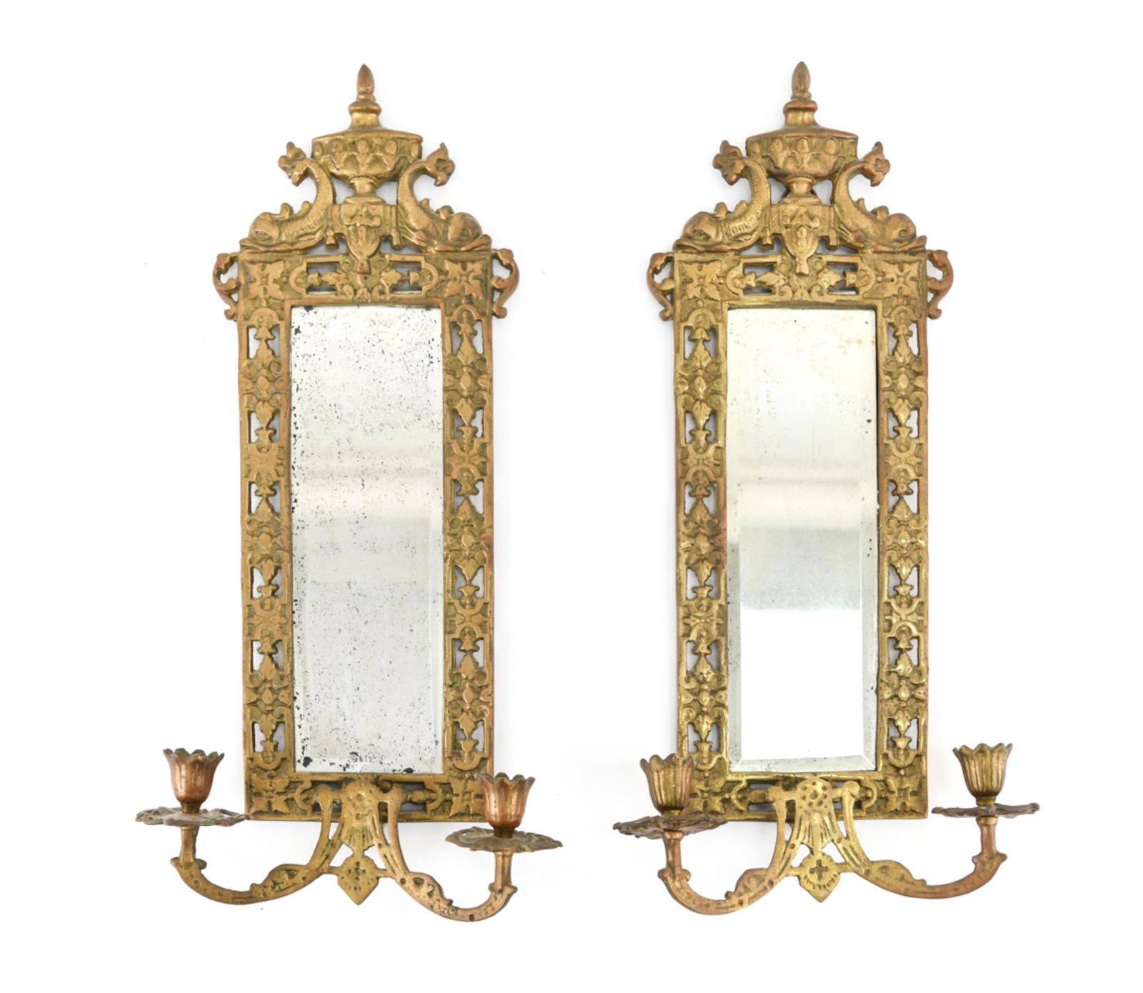 PAIR OF EARLY 20TH C. BRONZE CANDLE SCONCES (1 of 12)