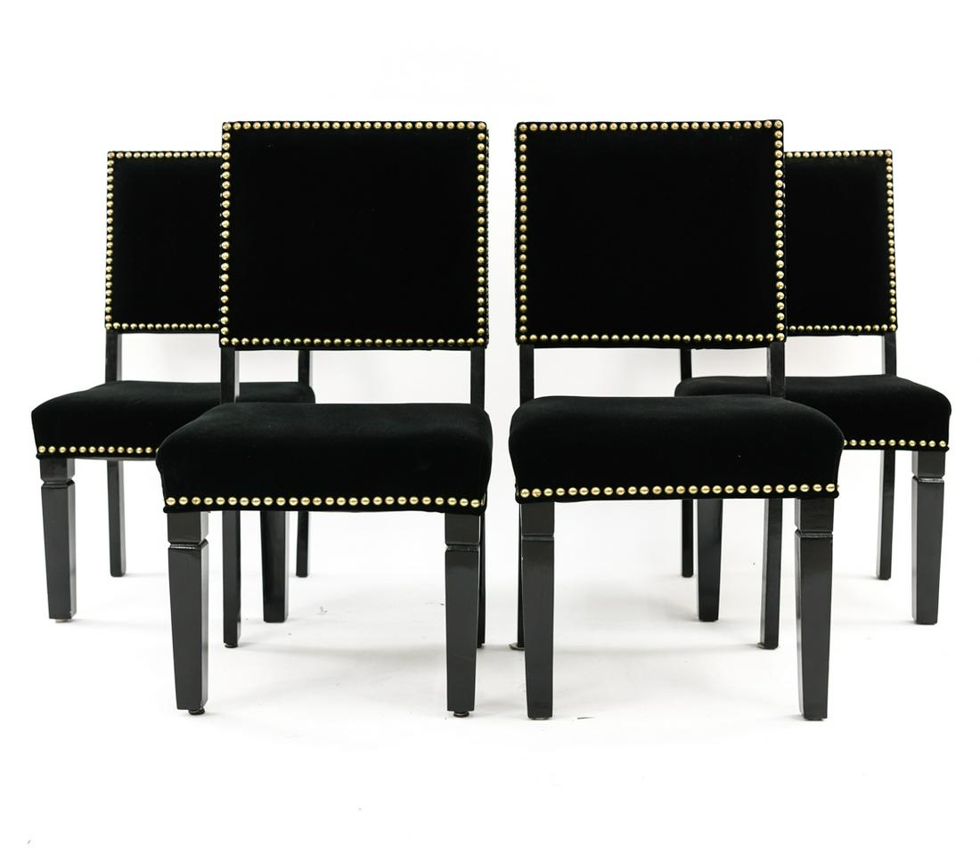(4) BLACK VELVET BRASS TACK CHAIRS (1 of 13)