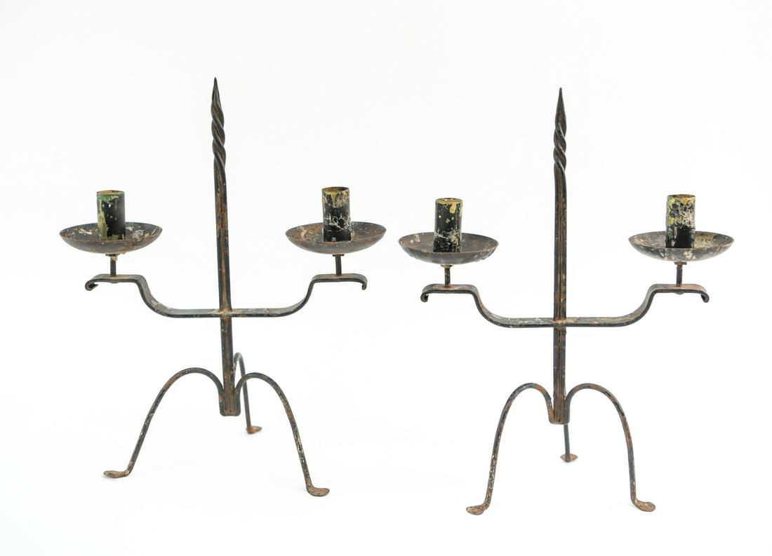 PAIR OF ARTS AND CRAFTS CANDLESTICKS (1 of 10)