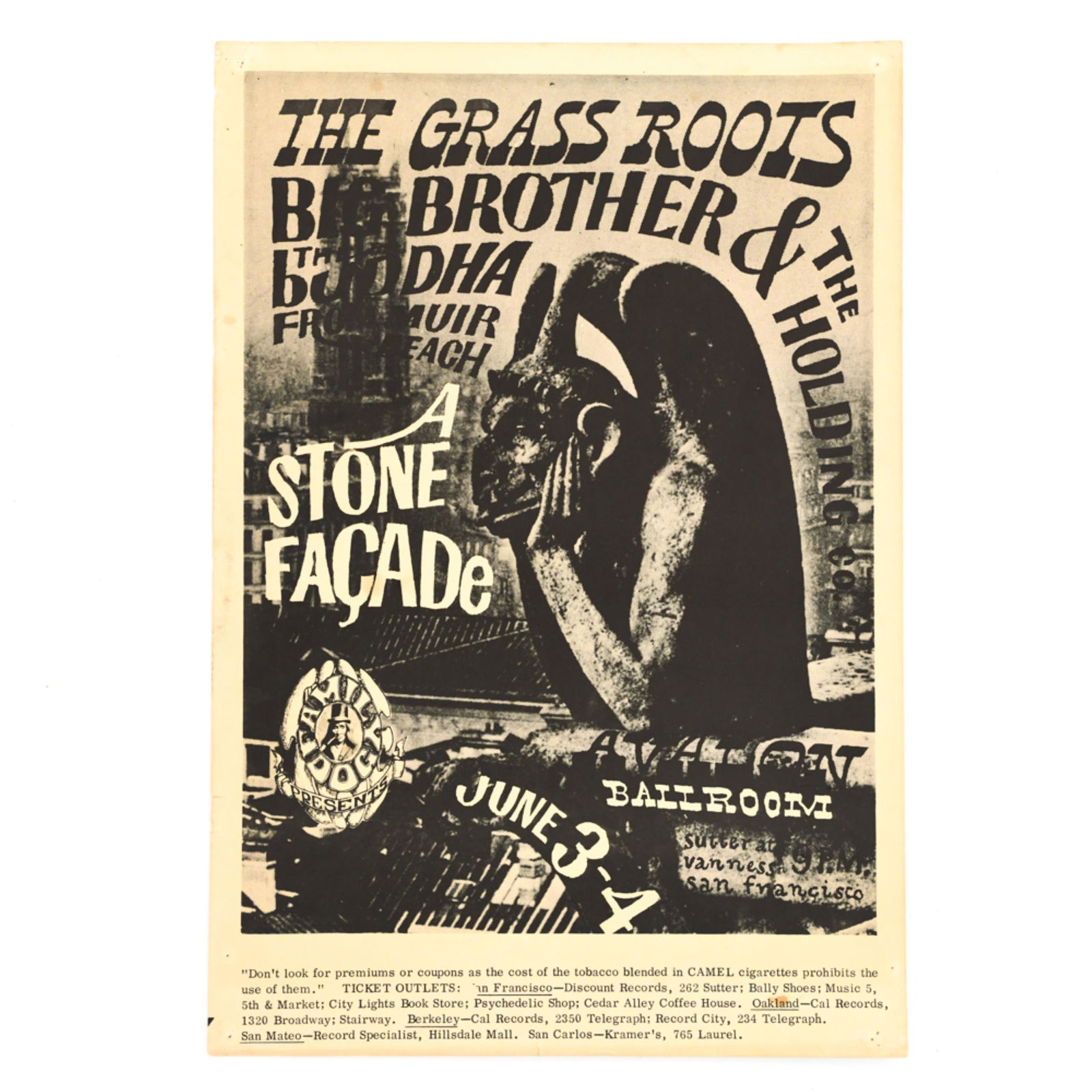 1966 JANIS JOPLIN'S THE GRASS ROOTS CONCERT POSTER (1 of 6)