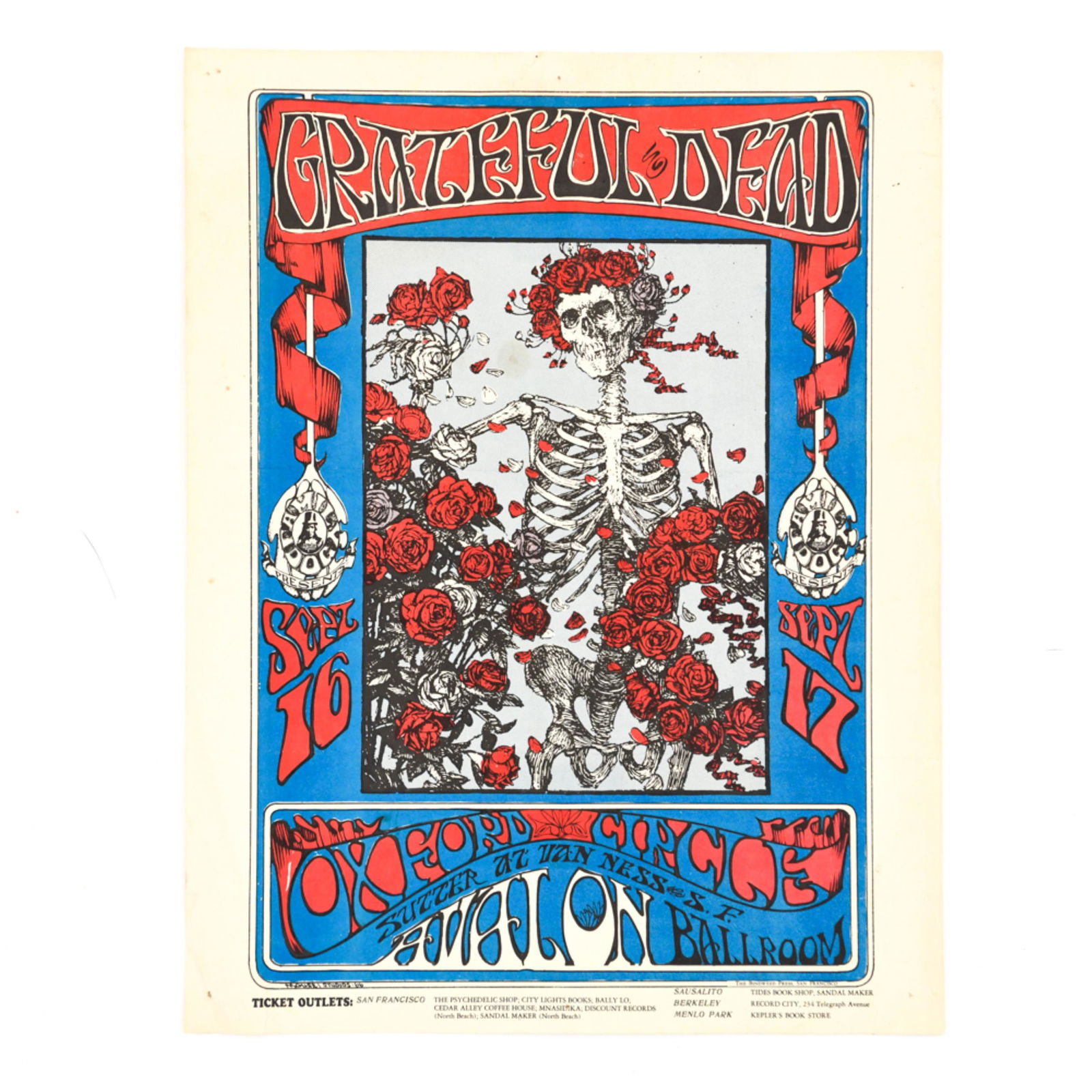 FD-26 GRATEFUL DEAD "SKELETON & ROSES" HANDBILL (1 of 9)