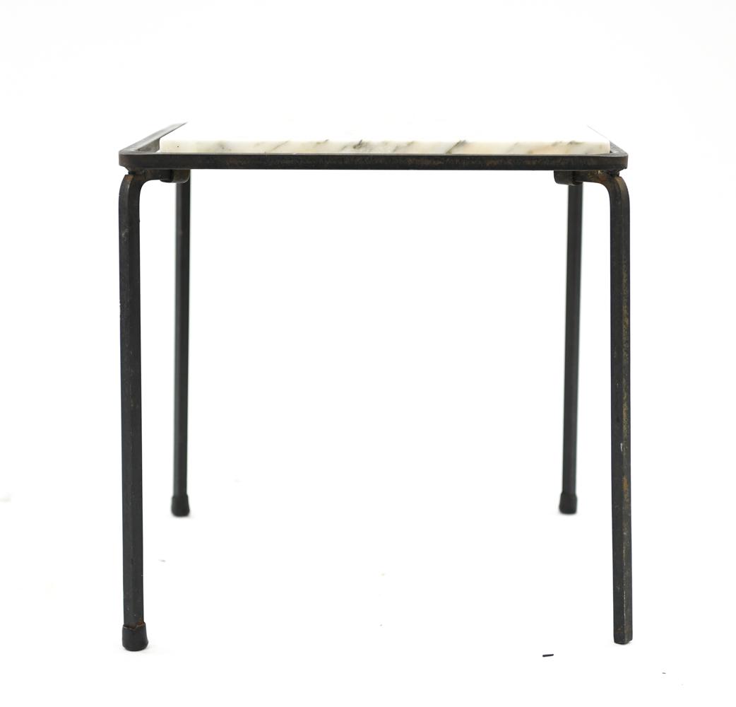 ALLAN GOULD IRON AND MARBLE SIDE TABLE (1 of 7)