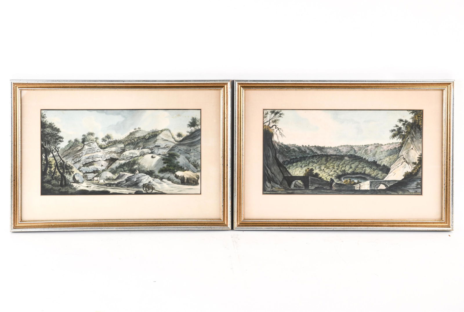 (2) HAND COLORED ETCHING LANDSCAPES (1 of 9)