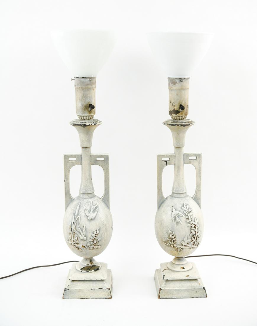 (2) HANDLED CARVED WOOD TABLE LAMPS (1 of 14)