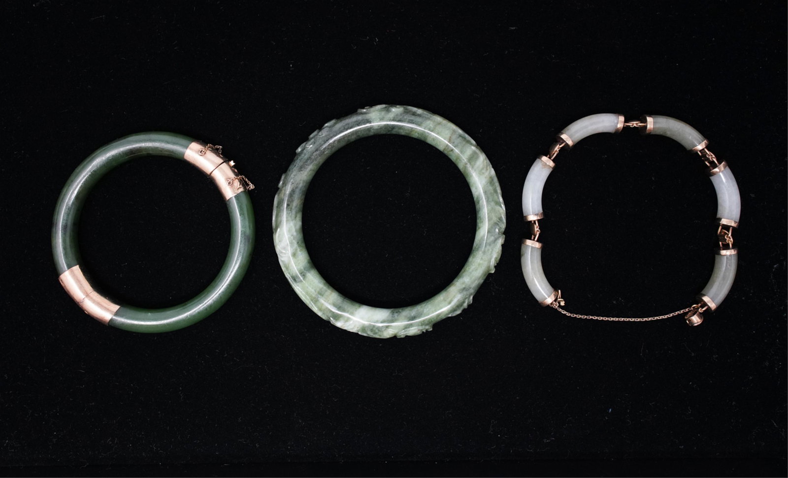 (3) JADE AND GOLD BRACELETS (1 of 4)