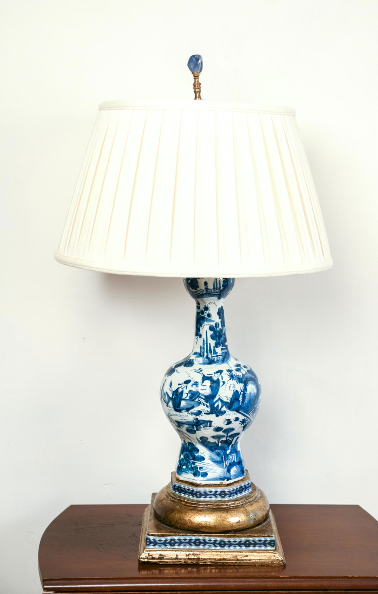 ANTIQUE BLUE AND WHITE VASE MOUNTED AS LAMP (1 of 11)
