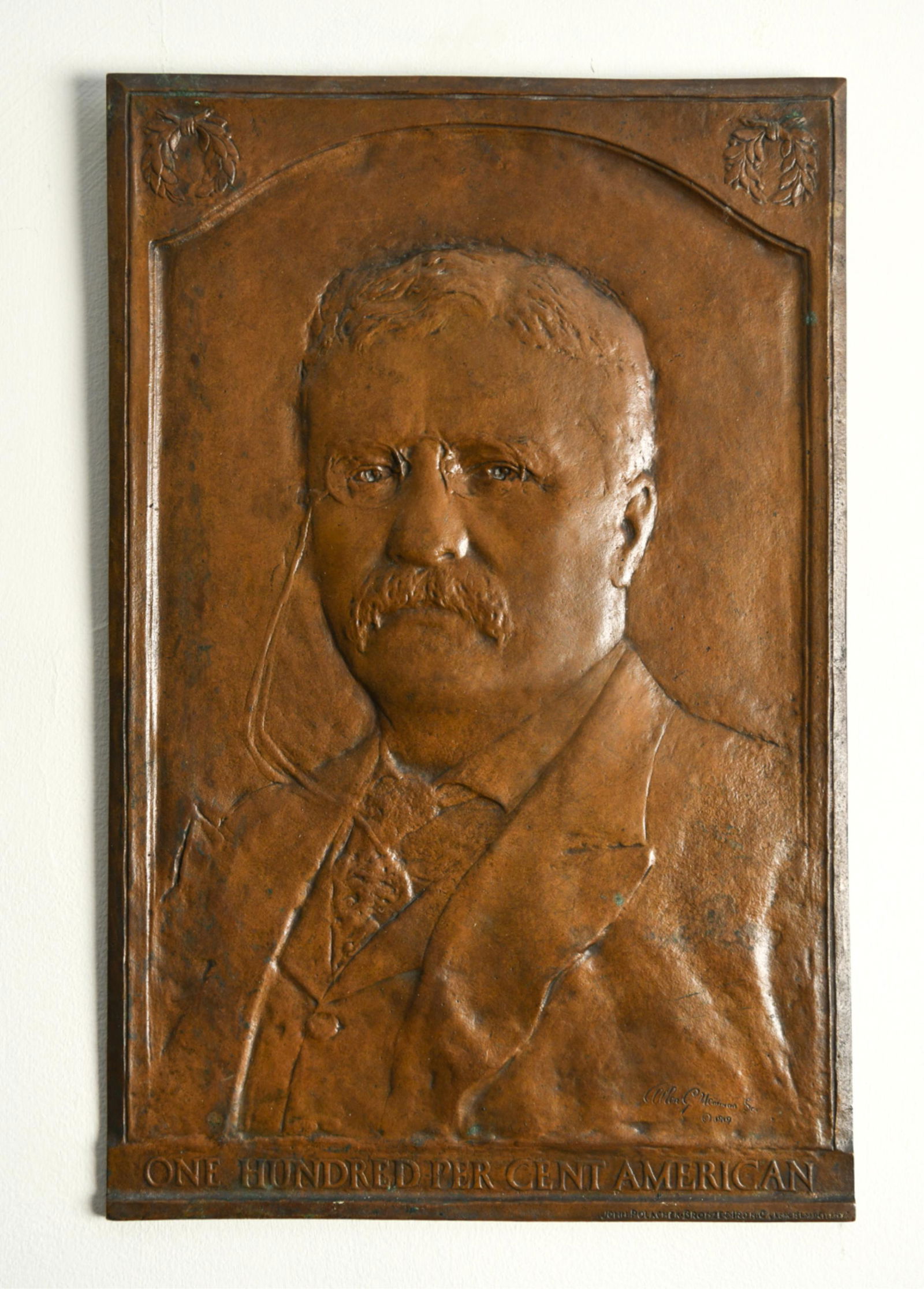 ALLEN G NEWMAN TEDDY ROOSEVELT 1919 BRONZE PLAQUE (1 of 8)