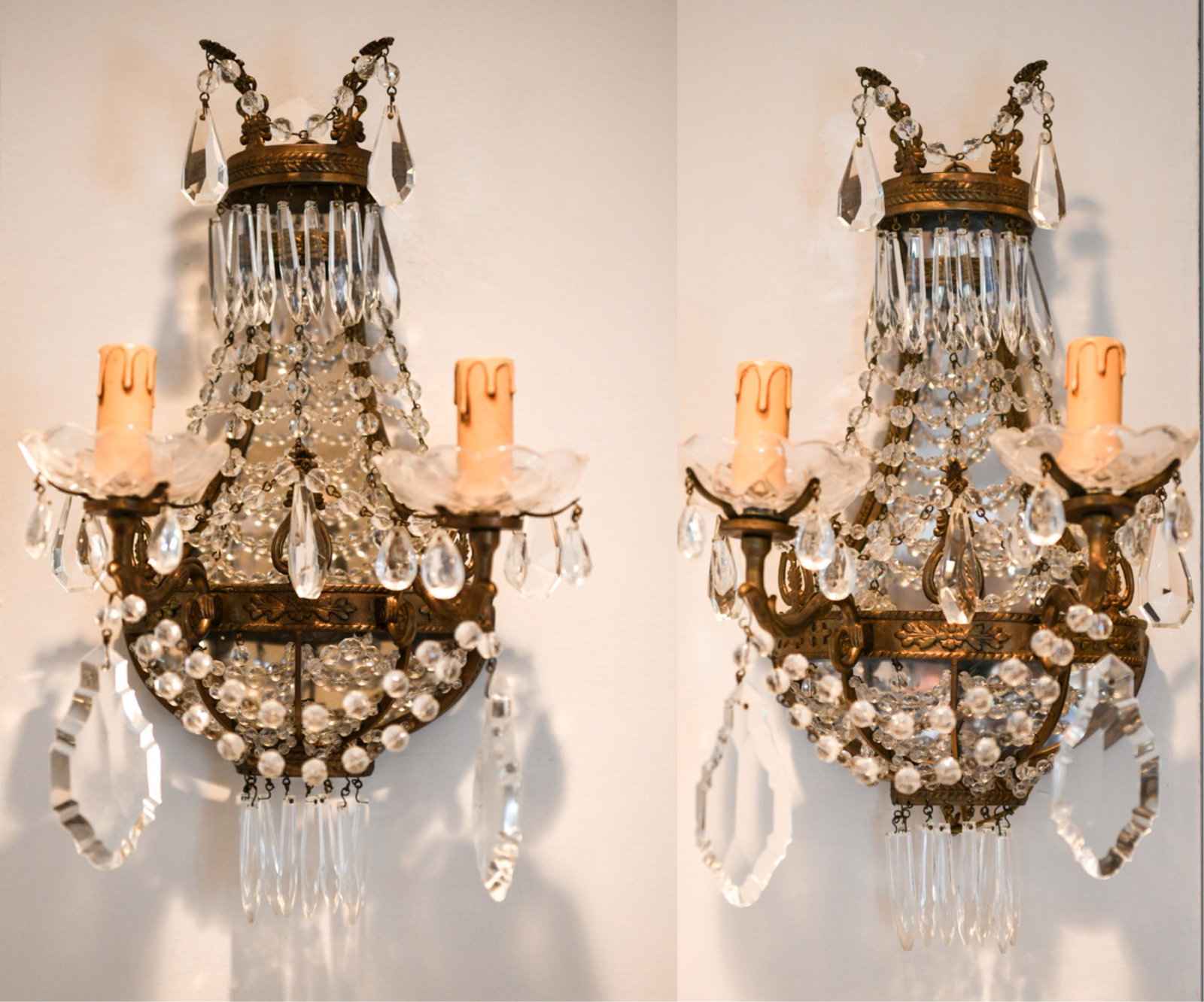 (2) DROP CRYSTAL WALL SCONCES (1 of 13)