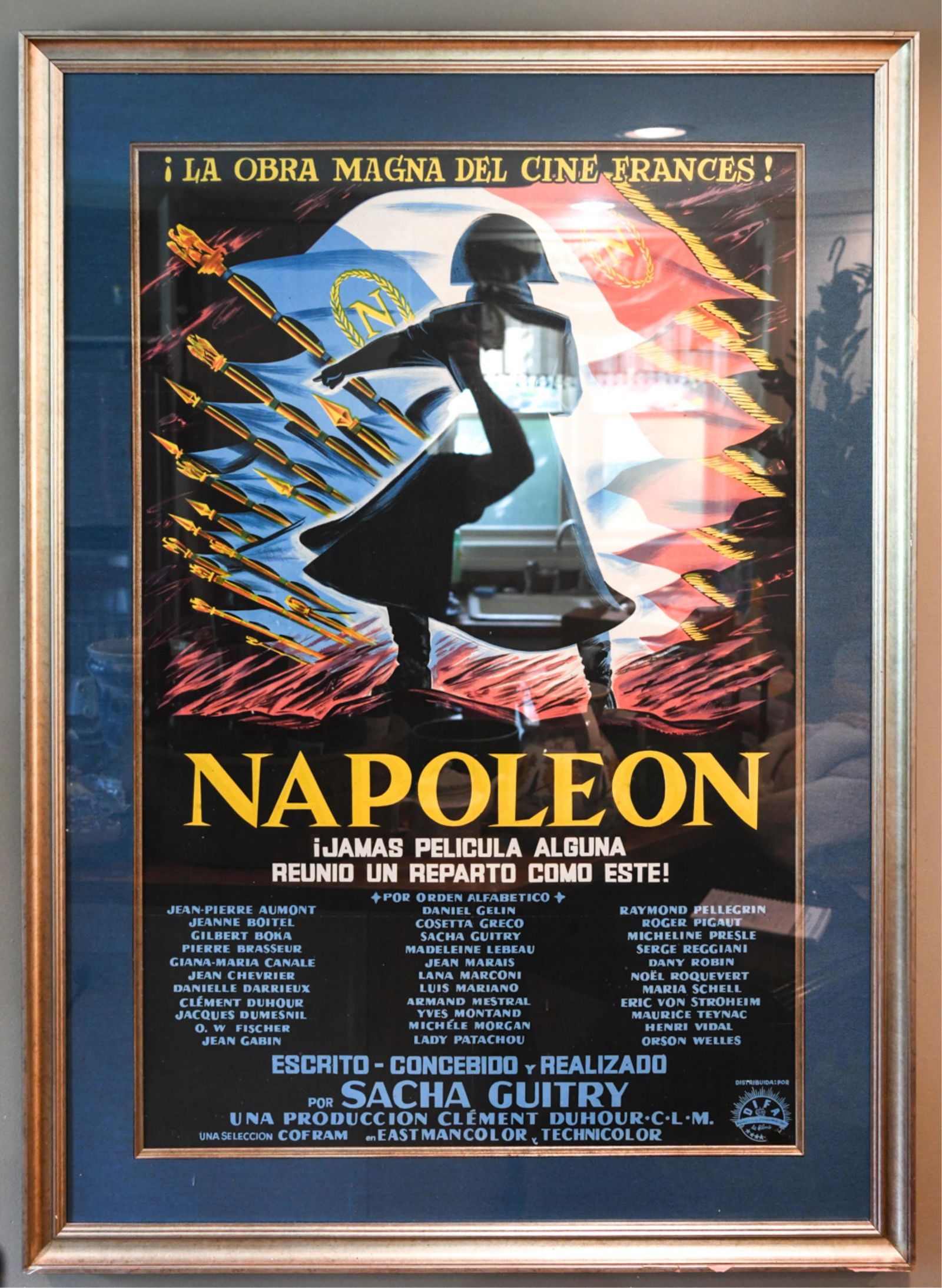 NAPOLEON MOVIE POSTER: Dimensions: (Frame) H 50" x W 36", (Sight) H 41" x W 26" Condition: Couple nicks to frame. Loss at bottom right corner of poster.
