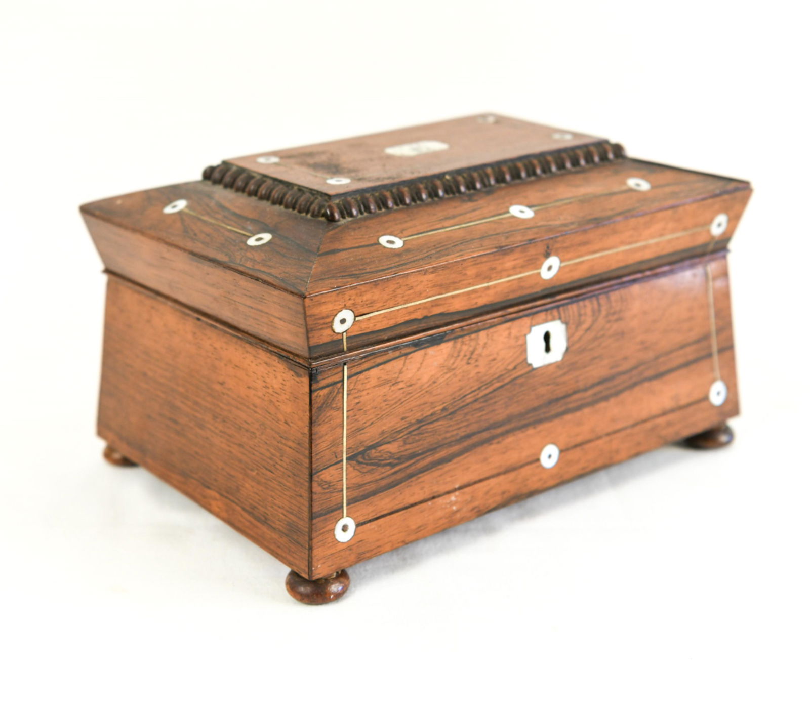 ROSEWOOD MOTHER OF PEARL INLAID JEWELRY BOX (1 of 11)