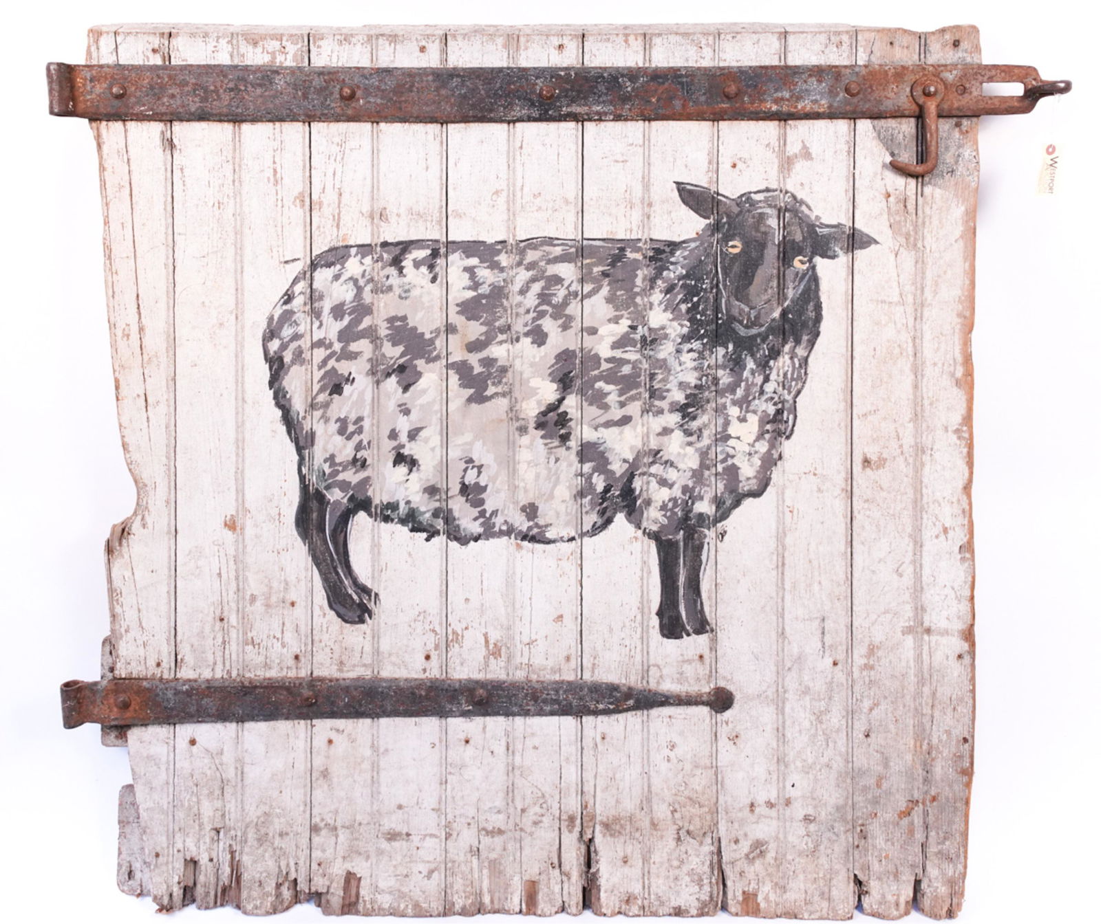 FOLK ART SHEEP PAINTING ON OLD BARN DOOR (1 of 15)
