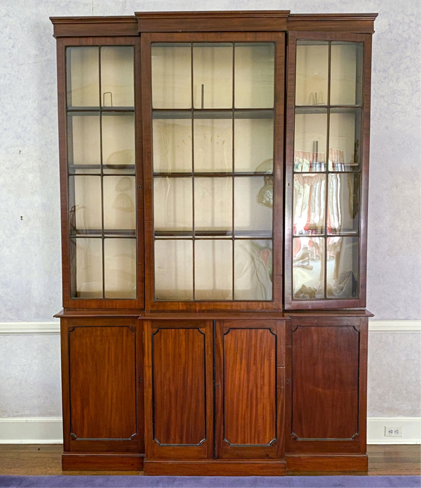 19TH C. MAHOGANY BOOKCASE CABINET (1 of 15)