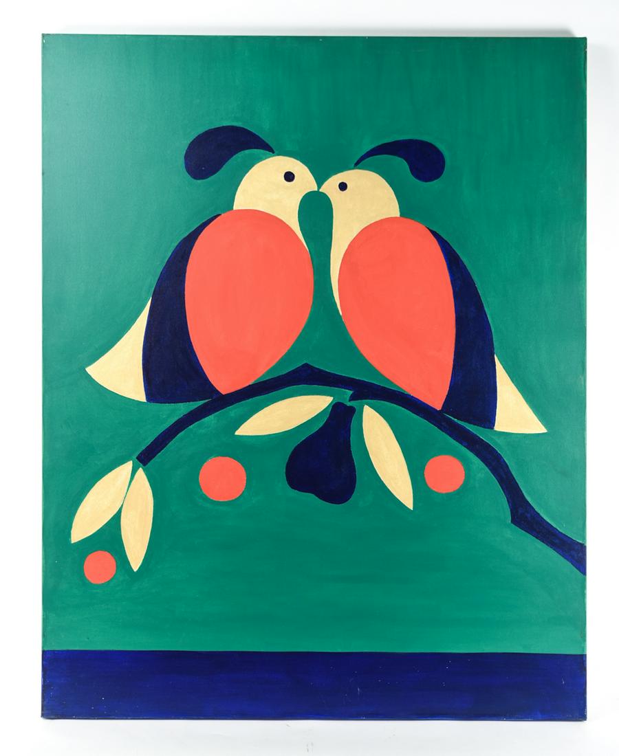 MID-CENTURY O/C DOVES PAINTING (1 of 8)