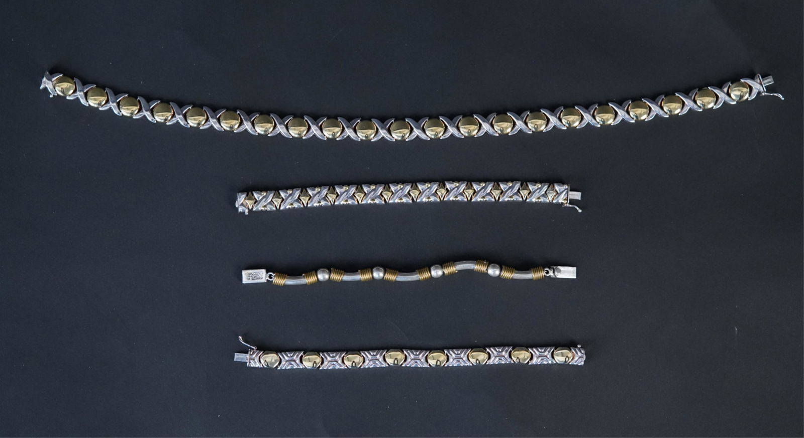 TWO TONE STERLING SILVER XOXO JEWELRY GROUPING (1 of 18)