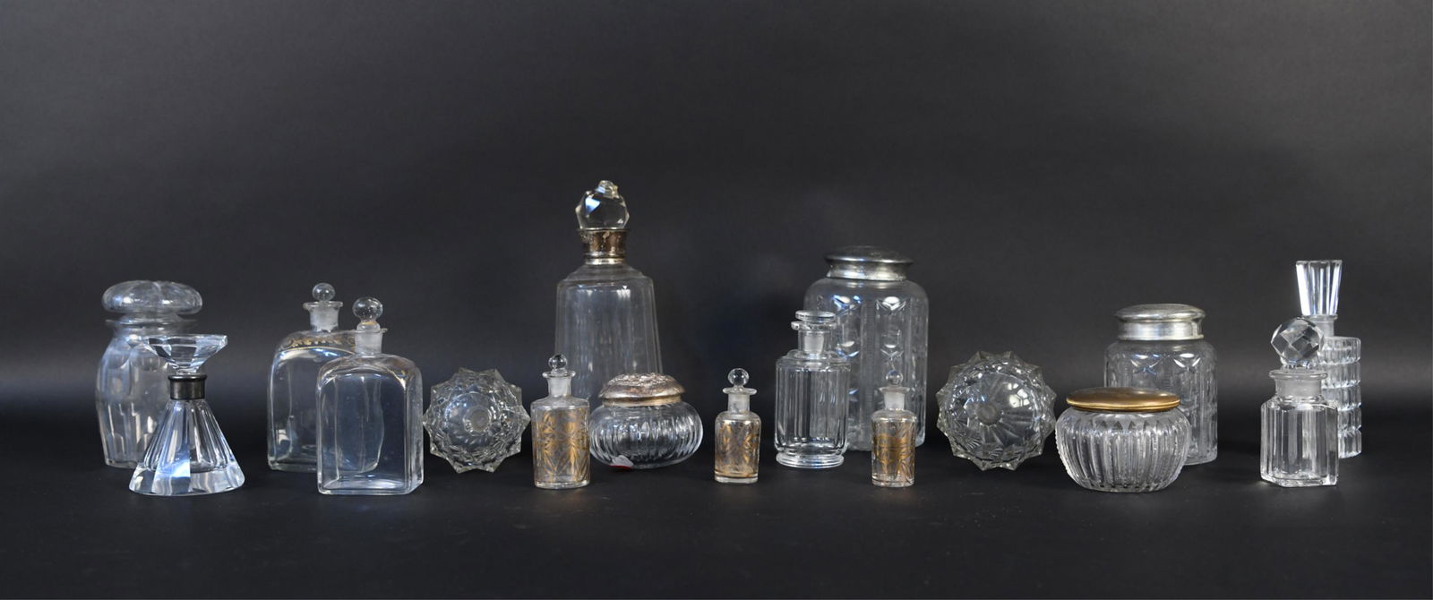 GROUPING GLASS PERFUMES, DECANTERS, POWDER BOXES (1 of 20)