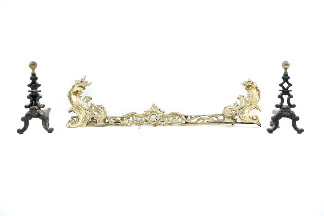 FRENCH STYLE BRASS CHENET AND ANDIRONS (1 of 15)
