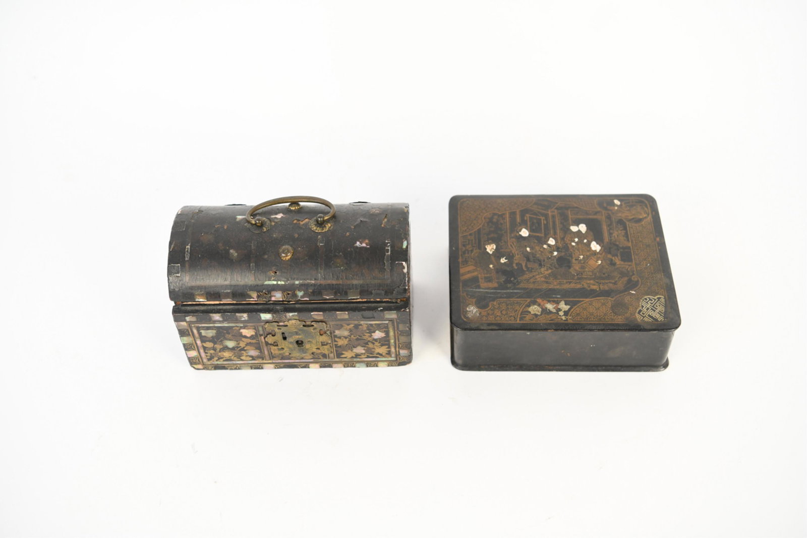 (2) SMALL ASIAN LACQUER BOX GROUPING (1 of 18)