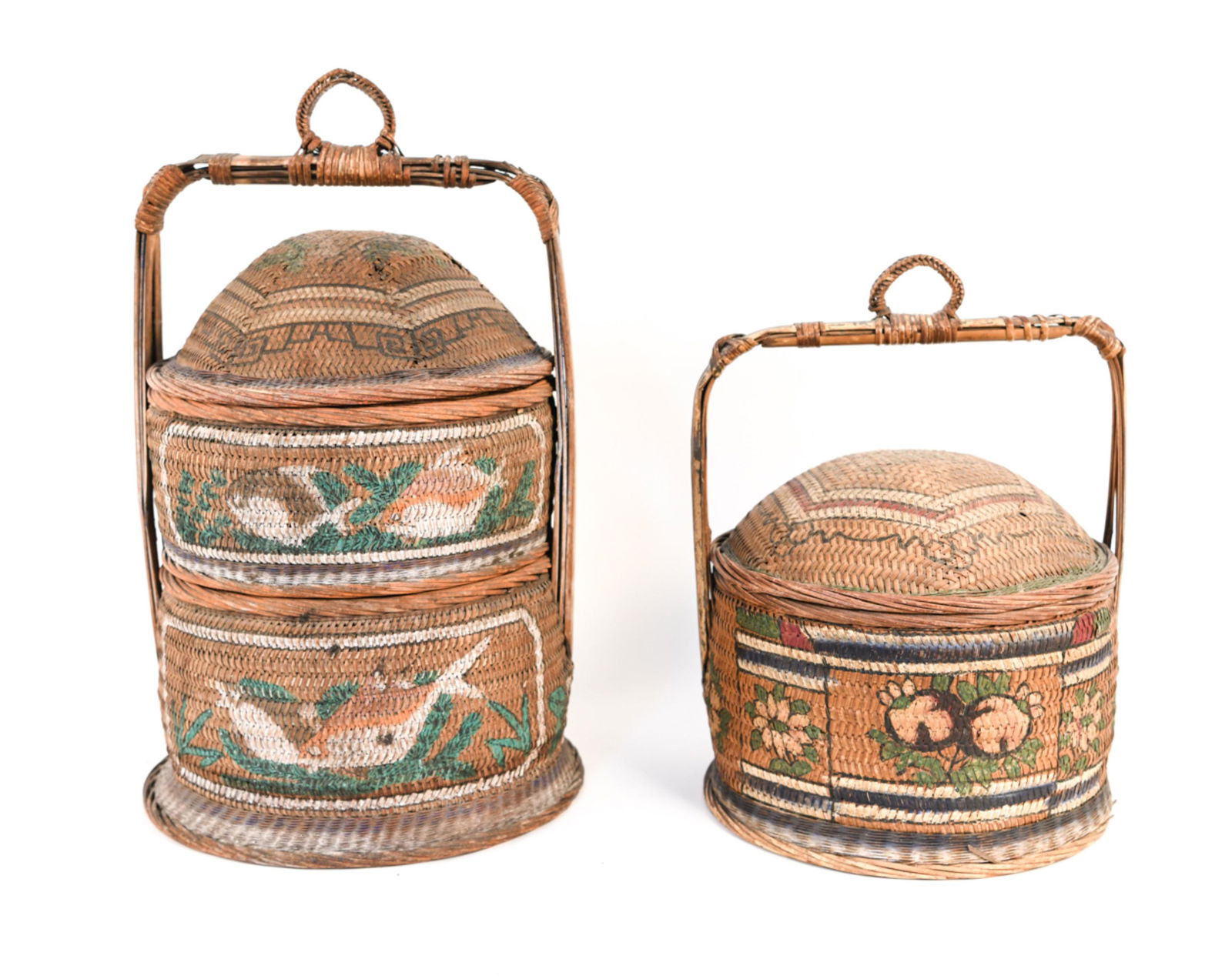 (2) ASIAN PAINTED BASKETS (1 of 12)