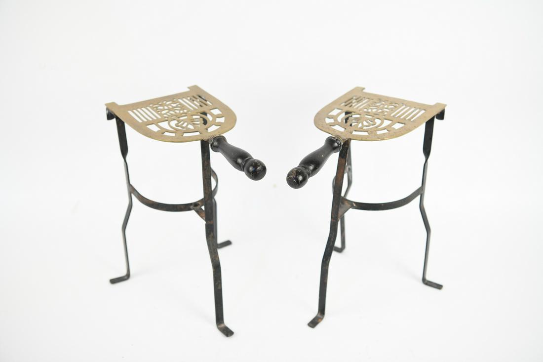 (2) IRON & BRASS FIREPLACE TRIVETS (1 of 18)