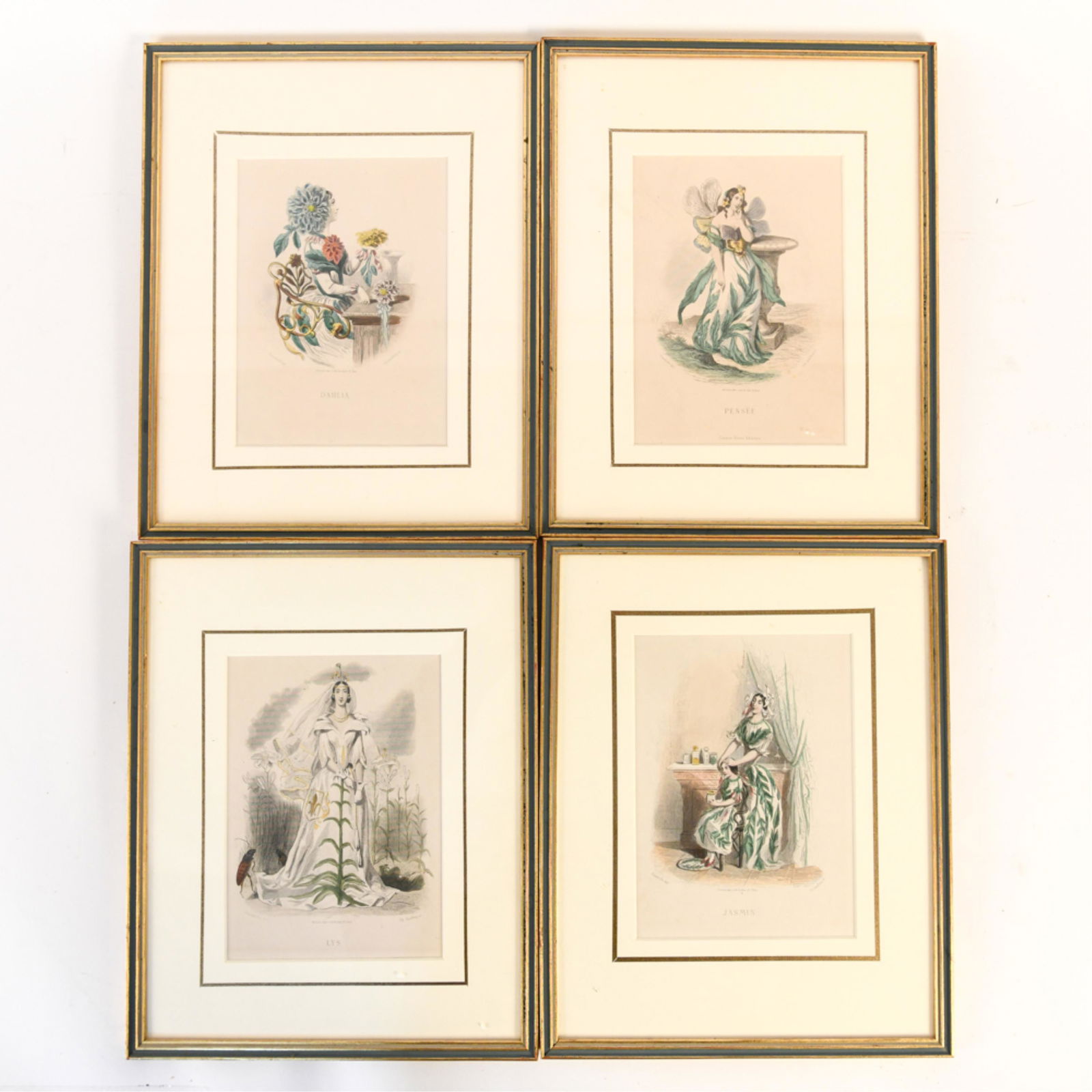 (4) 19TH C. FRENCH FLORAL MAIDEN PRINTS (1 of 12)