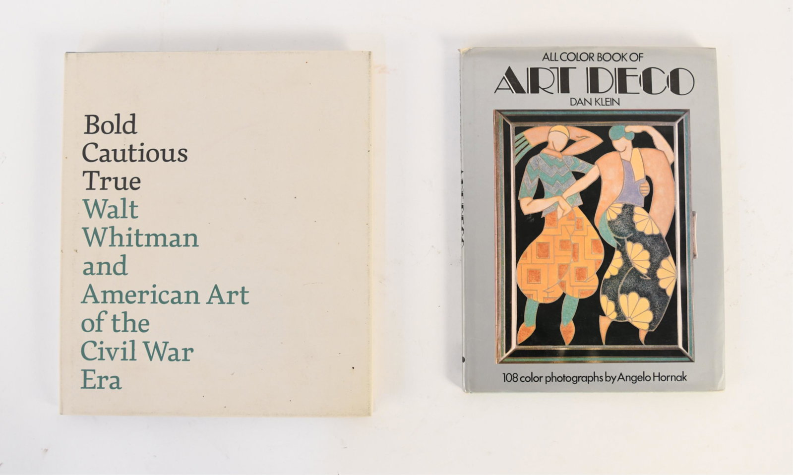 (2) ART BOOKS: Including All Color Book of Art Deco - Dan Klein and Bold Cautious True Walt Whitman and American Art of the Civil War Era. Dimensions: (Larger) H 12" x W 10.25" Condition: Wear and tear consistent wi