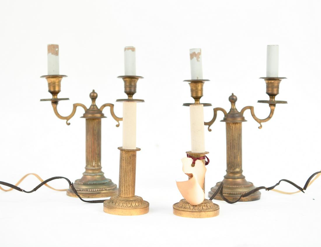 (2) PAIRS OF ELECTRIFIED BRASS CANDLESTICKS (1 of 20)