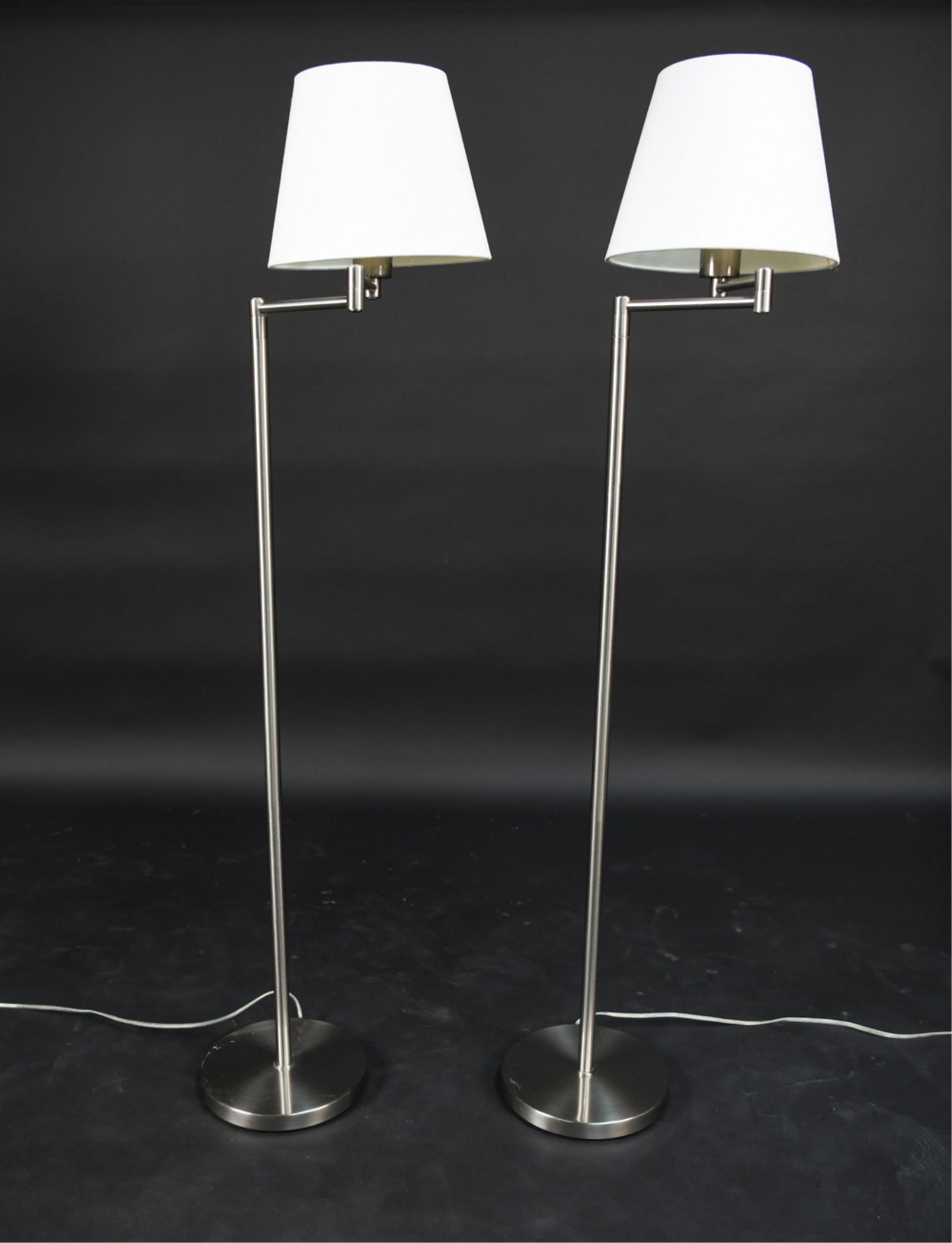PAIR OF HANSON NICKEL SWING ARM FLOOR LAMPS (1 of 10)