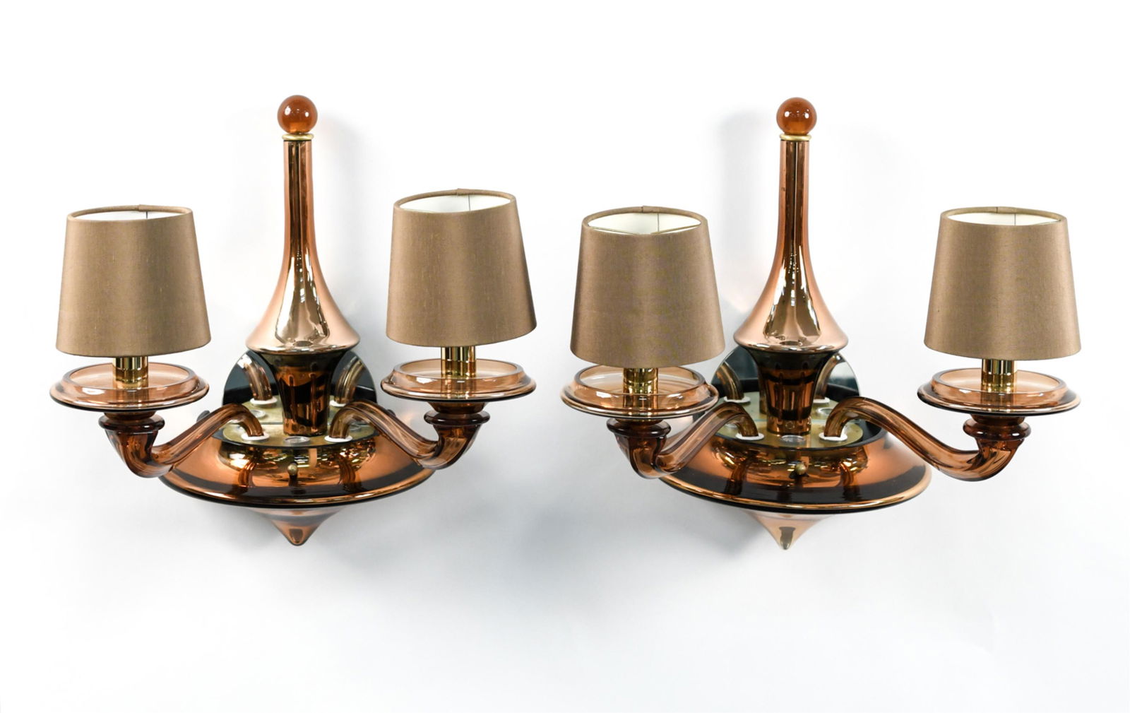 PAIR OF DONGHIA LUNA 2-ARM ITALIAN GLASS SCONCES (1 of 17)