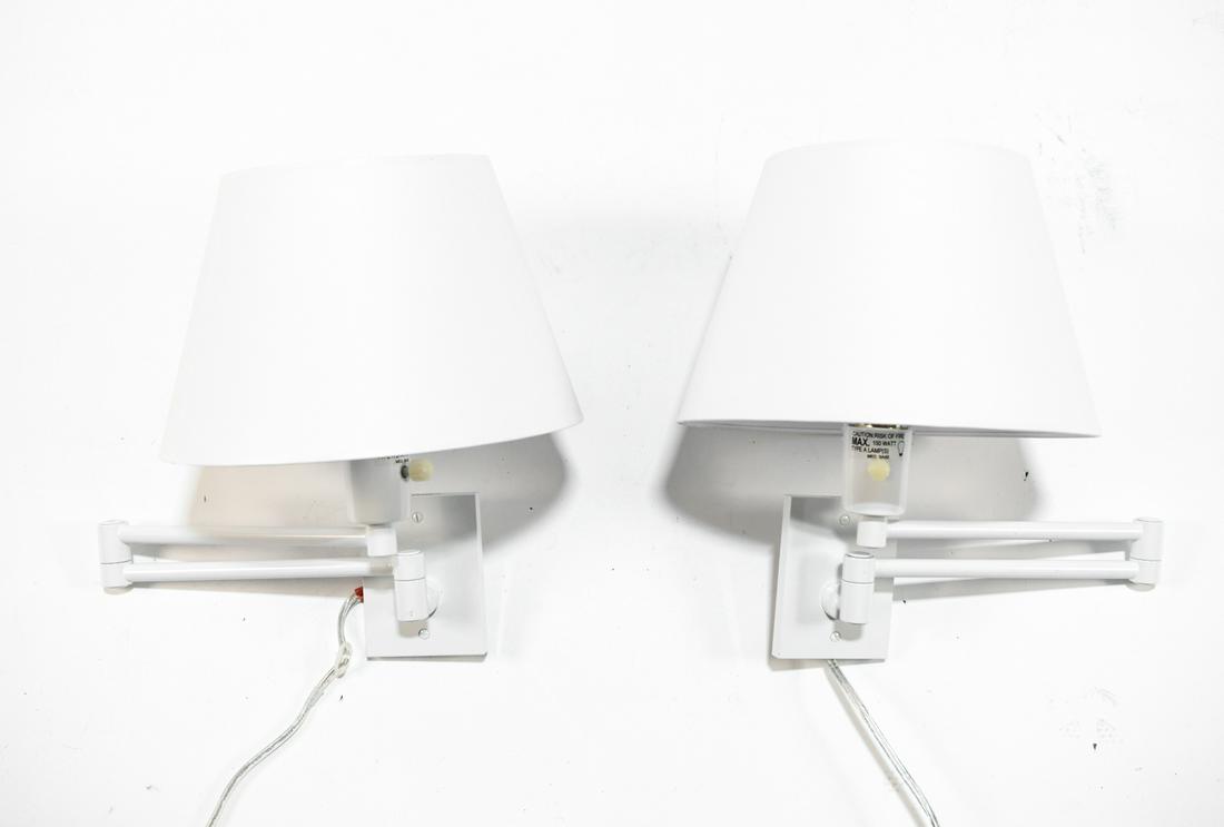PAIR OF HANSEN WHITE SWING ARM SCONCES (1 of 9)