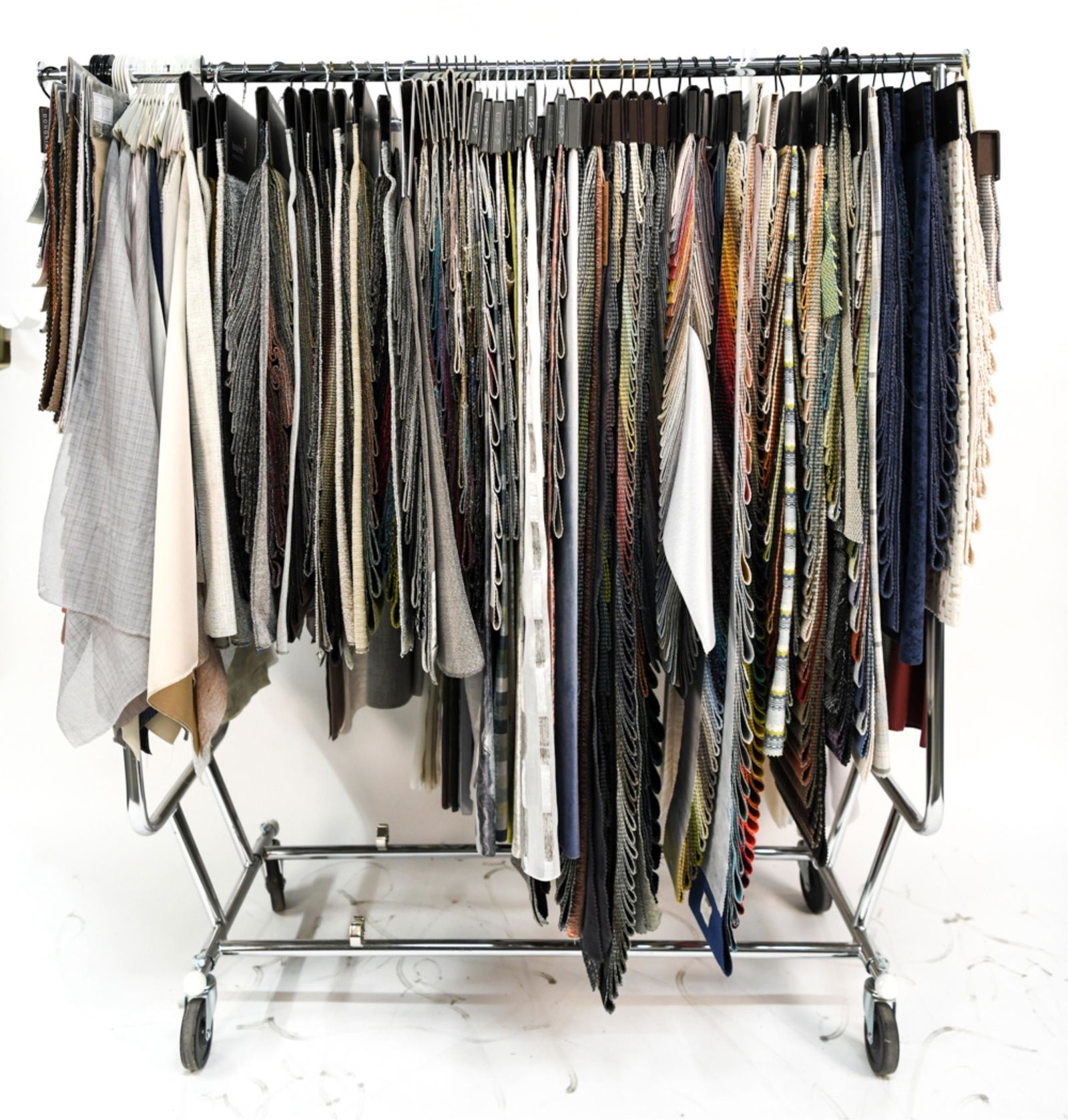 ROLLING RACK OF DONGHIA FABRIC SWATCH SAMPLES (1 of 5)