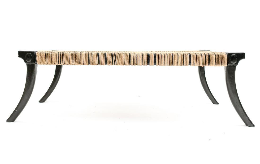 ATTR. GIBBINGS BLACK LACQUER AND ROPE BENCH (1 of 13)