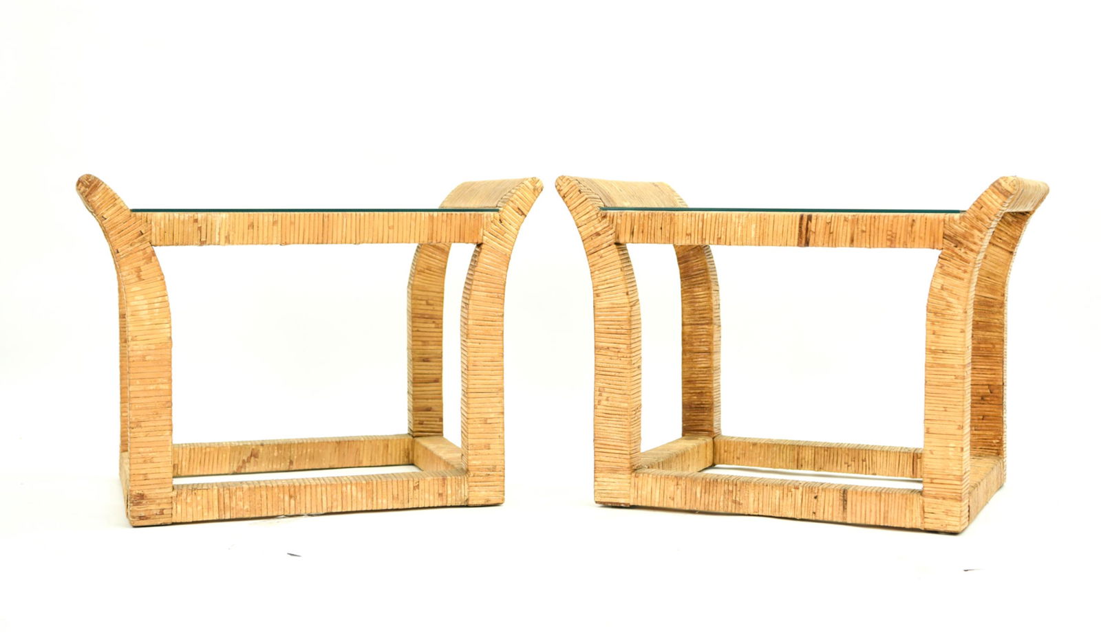 PAIR OF RATTAN WRAPPED SIDE TABLES (1 of 17)