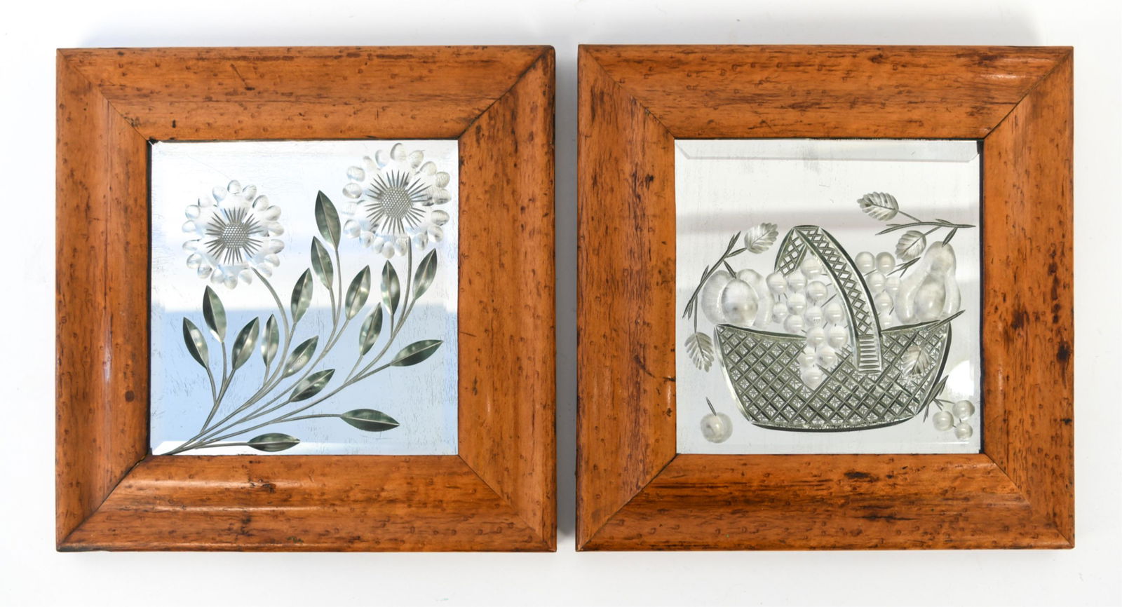 PAIR OF 19TH C. REVERSE ENGRAVED MIRRORS (1 of 7)