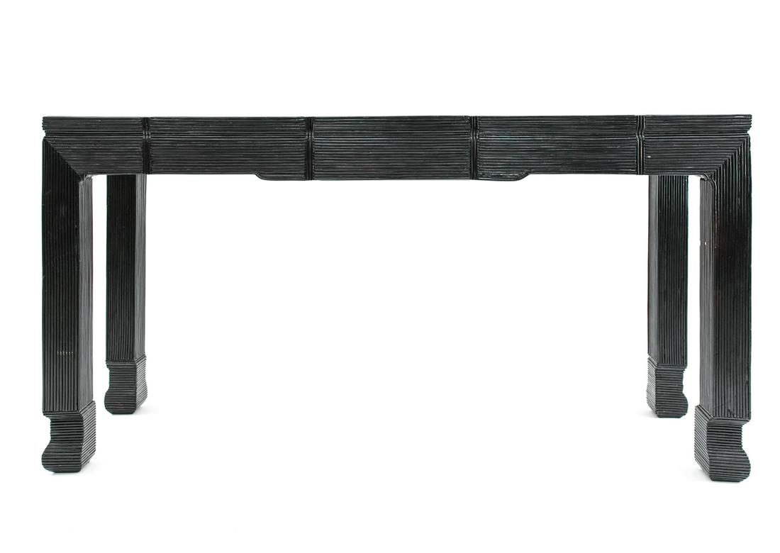 VINTAGE REEDED RATTAN CONSOLE TABLE (1 of 15)