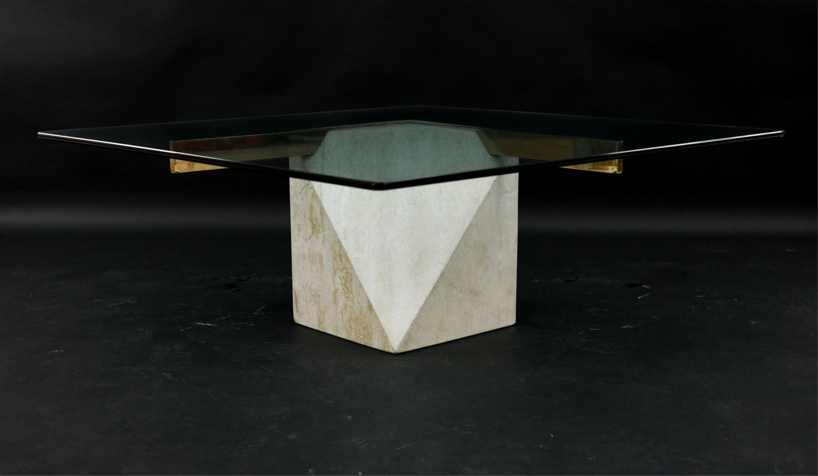 ARTEDI TRAVERTINE AND GLASS COFFEE TABLE (1 of 9)