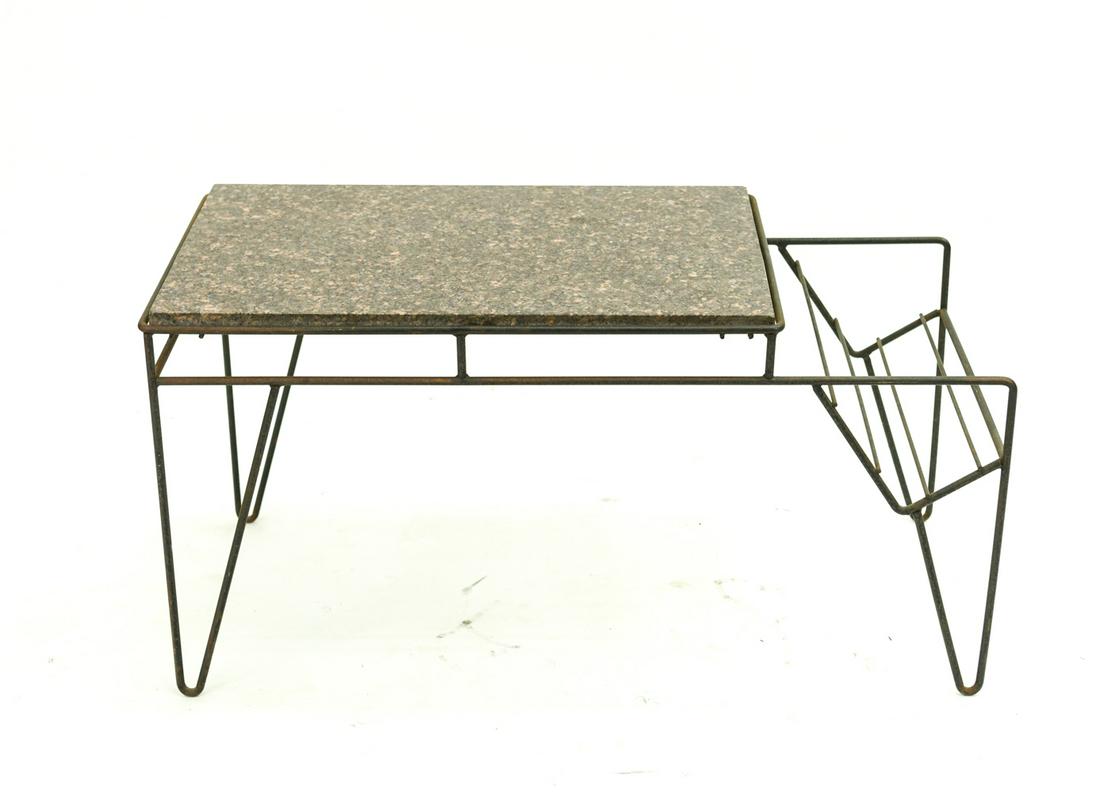 MID-CENTURY 1950'S MARBLE & IRON MAGAZINE RACK (1 of 11)