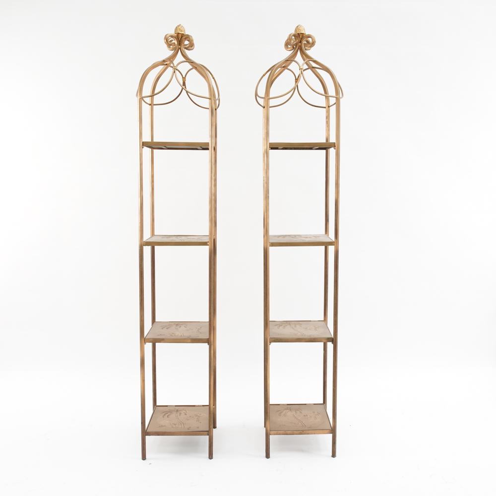 PAIR OF IRON OBELISK FORM ETAGERES (1 of 15)