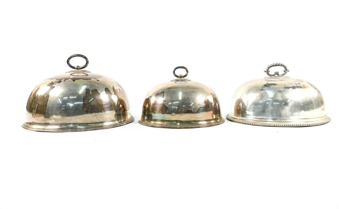 (3) SILVER PLATED MEAT DOME COVERS (1 of 10)