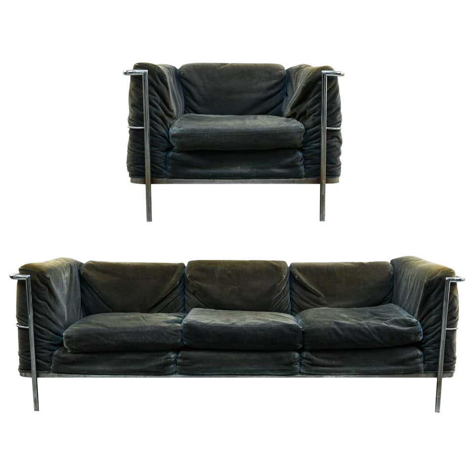 CORBUSIER STYLE SOFA AND CHAIR (1 of 20)