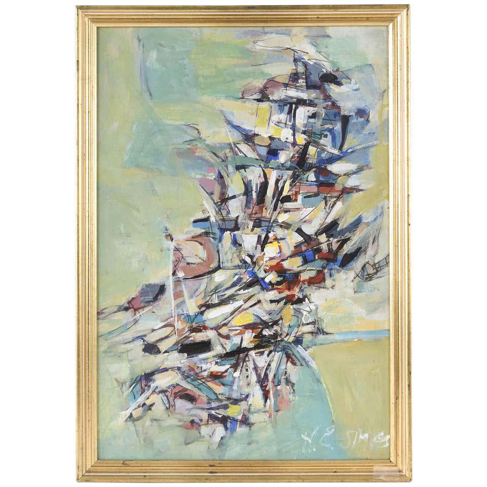 20TH C. ABSTRACT ACRYLIC ON BOARD (1 of 9)